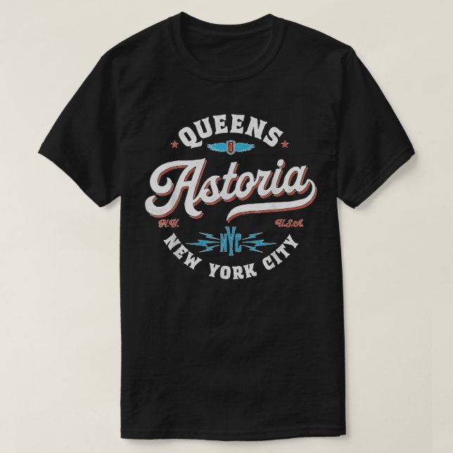 Camiseta Retro gráfico Astoria Queens New York (Diseño del anverso)