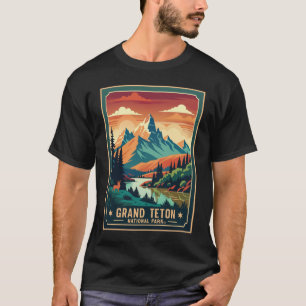 Camiseta Retro Grand Teton Hike Sunset T-Shirt