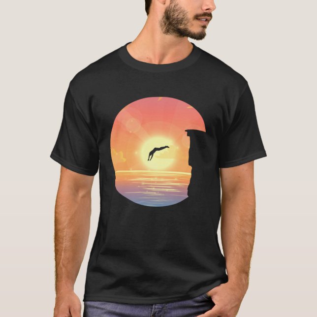 Camiseta Retro Graphic Cliff Diver Cliff Diving Tombstoning (Anverso)