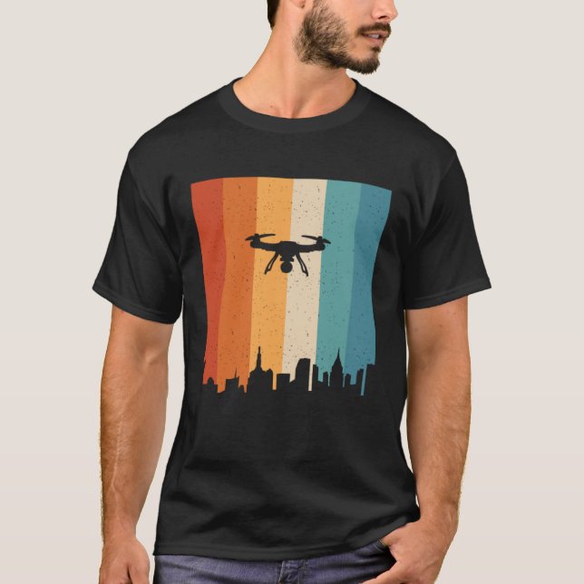 Camiseta Retro Graphic Drone Flying Quadcopter Pilot RC Dro (Anverso)