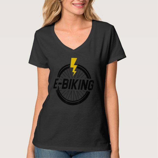 Camiseta Retro Graphic E-Bike Mountainbiking Bicycle E-Bike (Anverso)