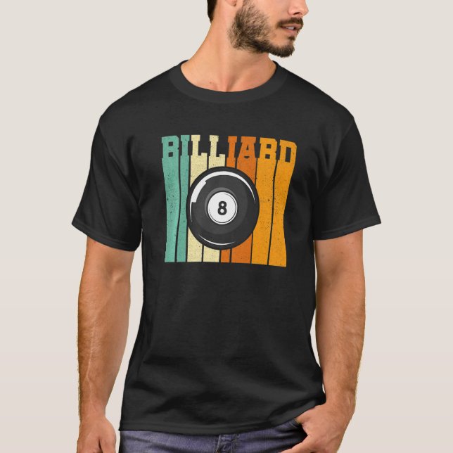 Camiseta Retro Graphic Pool Billard Snooker Billard Cue 8 B (Anverso)