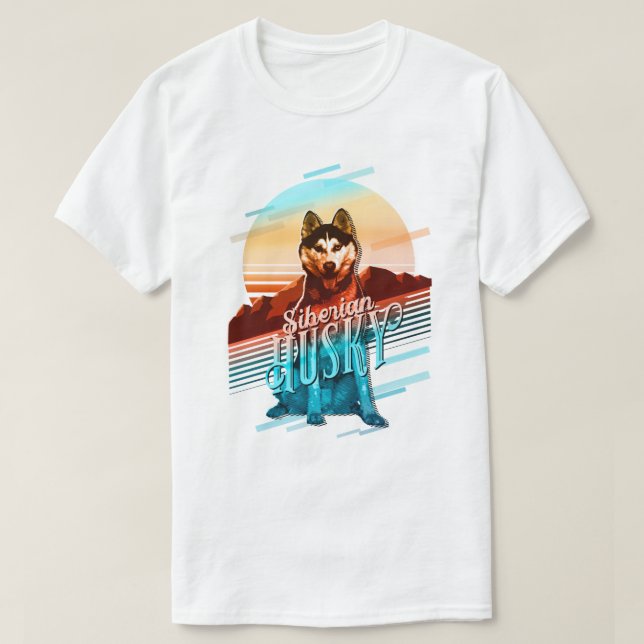 Camiseta Retro Graphics Siberian Husky Multi-Color ID754 (Diseño del anverso)