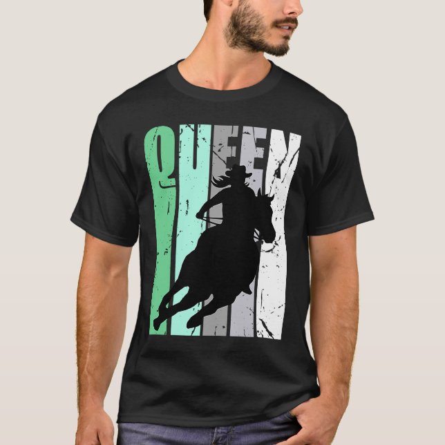 Camiseta Retro Green Cowgirl Queen Rodeo Mujeres Racer De B (Anverso)
