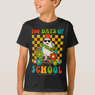 Camiseta Retro Groovy 100 Días De Maestros Escolares Niños 
