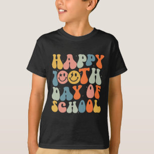 Camiseta Retro Groovy 100 Días Feliz 100º Día De Escuela Te