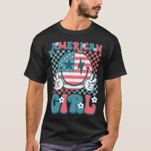 Camiseta Retro Groovy 4 De Julio Sonrió Gir Estadounidense
