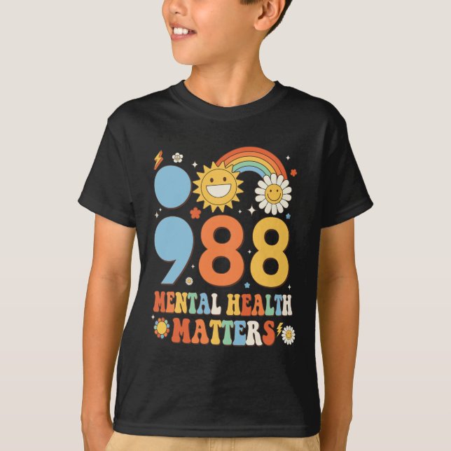 Camiseta Retro Groovy 988 Asuntos de Salud Mental Suicidio  (Anverso)