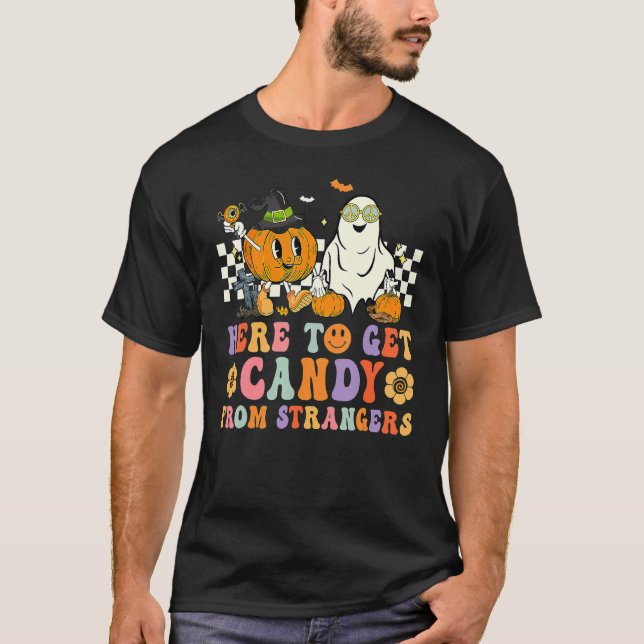 Camiseta Retro Groovy Acá Para Obtener Candy Strangers Hall (Anverso)