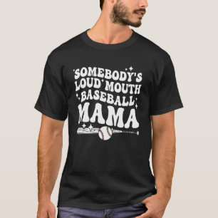 Camiseta Retro Groovy alguien luce Béisbol Béisbol mamá W