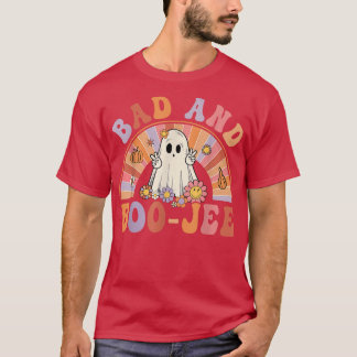 Camiseta Retro Groovy Bad Y Boo-Jee Floral Ghost Hallowee