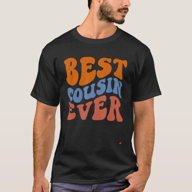 Camiseta Retro Groovy Best Cousin Ever Wavy Hippie Boho 70s (Anverso)