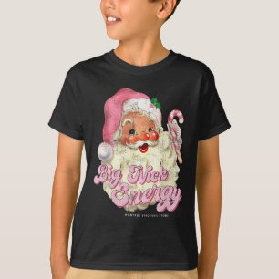 Camiseta Retro Groovy Big Nick Santa Energy Pink Santa Chri
