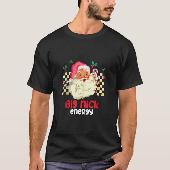 Camiseta Retro Groovy Big Nick Santa Energy Pink Santa Chri (Anverso)