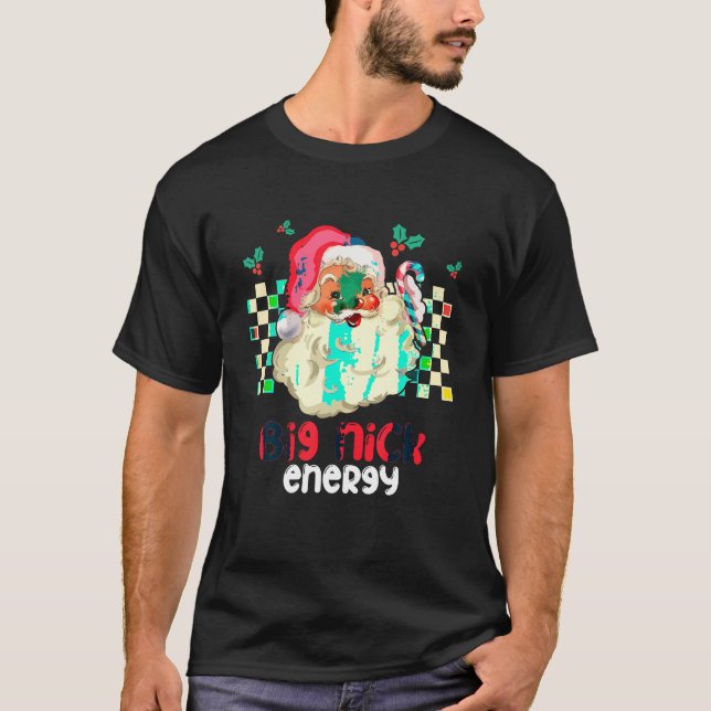 Camiseta Retro Groovy Big Nick Santa Energy Pink Santa Chri (Anverso)