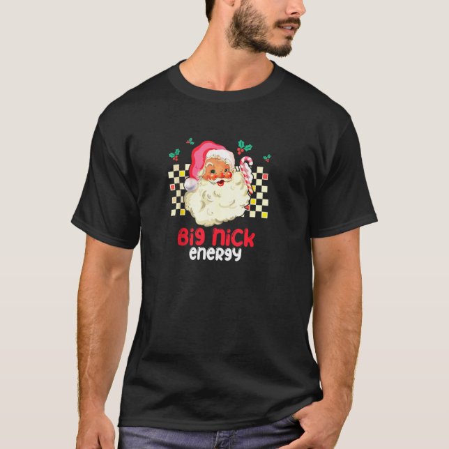 Camiseta Retro Groovy Big Nick Santa Energy Pink Santa Chri (Anverso)