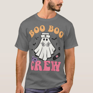 Camiseta Retro Groovy Boo Boo Crew Halloween Fantasma Flora