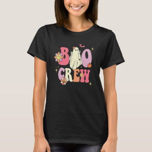 Camiseta Retro Groovy Boo Crew Halloween Hippie Floral Ghos