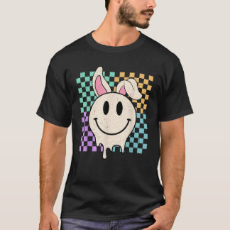 Camiseta Retro Groovy Bunny Smile Face Happy Easter Day Rab