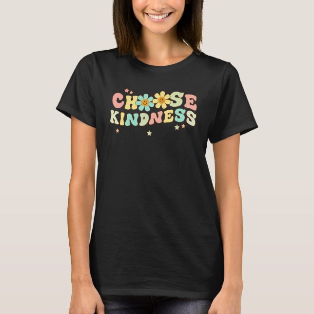 Camiseta Retro Groovy Choose Kindness Flower Cute Womens (Anverso)
