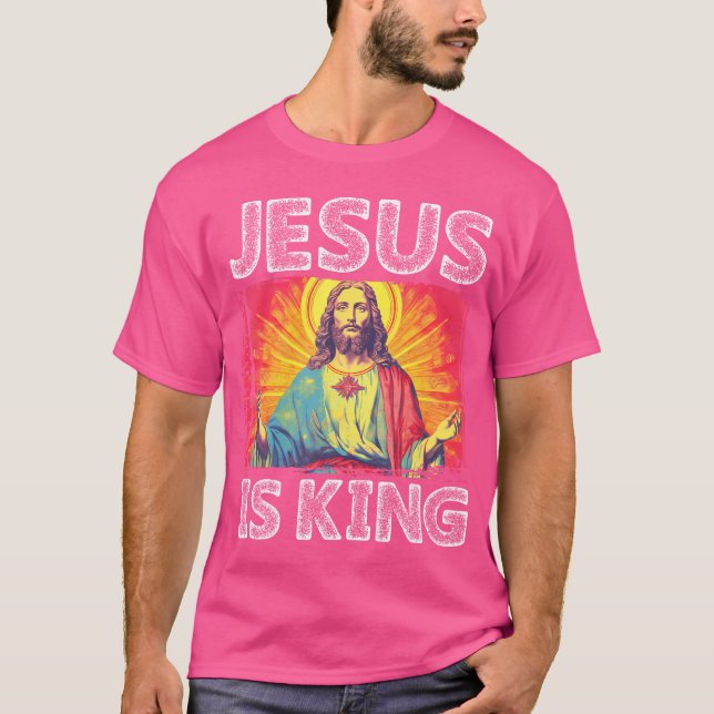 Camiseta Retro Groovy Christian Jesús es la fe de la corona (Anverso)