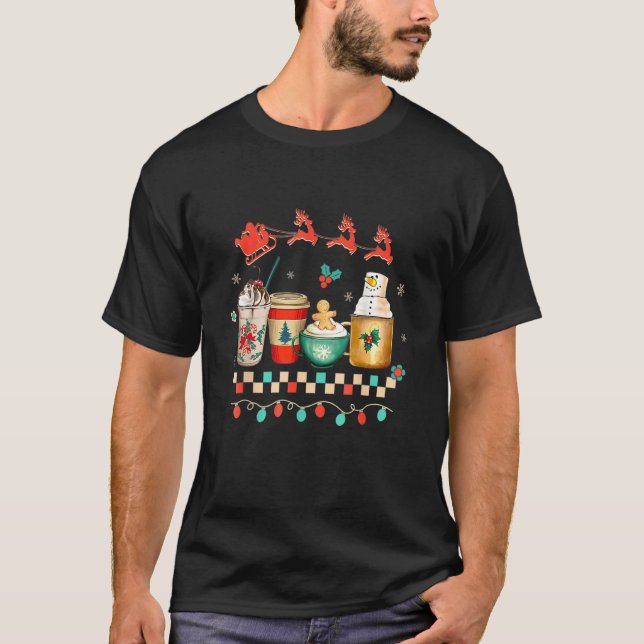 Camiseta Retro Groovy Christmas Coffee Women Winter Cozy Xm (Anverso)