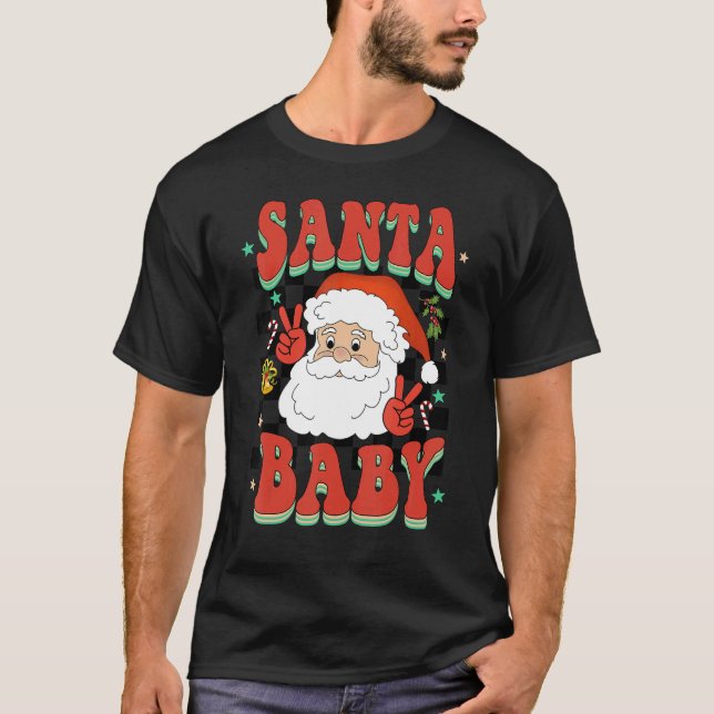 Camiseta Retro Groovy Cute Santa  Christmas Men Women Kids (Anverso)