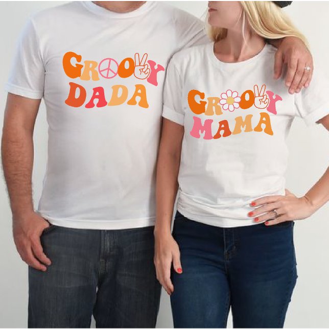 Camiseta retro groovy dada First Birthday Matching (Subido por el creador)