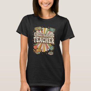 Camiseta Retro Groovy de Maestro de Primer Grado c