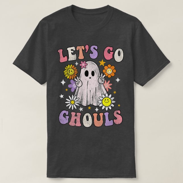 Camiseta Retro Groovy deja ir a Ghouls Ghost 70 Hippie Hall (Diseño del anverso)