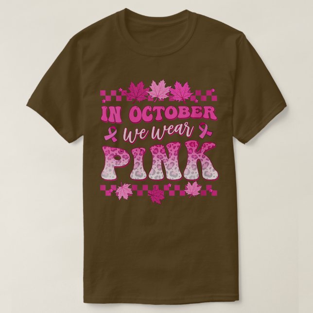 Camiseta Retro Groovy En Octubre Usamos Cáncer De Mama Rosa (Diseño del anverso)