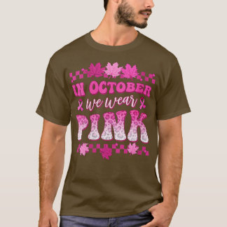 Camiseta Retro Groovy En Octubre Usamos Cáncer De Mama Rosa