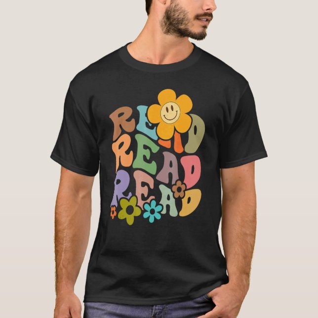 Camiseta Retro Groovy Es un buen día para leer un libro 1 (Anverso)