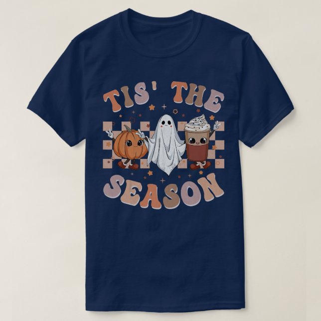 Camiseta Retro Groovy Esta Es La Calabaza De Temporada Ghos (Diseño del anverso)