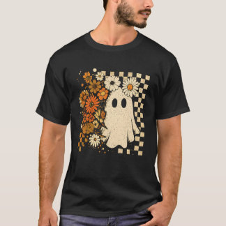 Camiseta Retro Groovy Fantasmas Margaritas A Cuadros Estéti