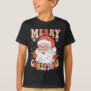 Camiseta Retro Groovy Feliz Navidad Papá Noel Ho