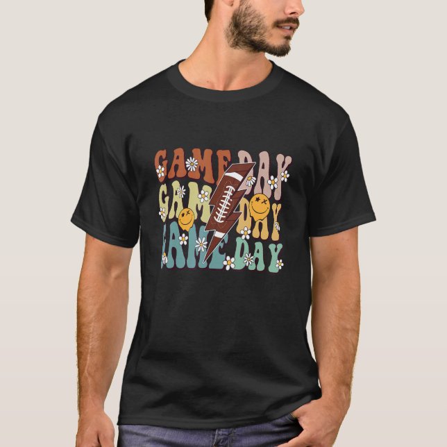 Camiseta Retro Groovy Floral Game Day Vibes Family Matching (Anverso)