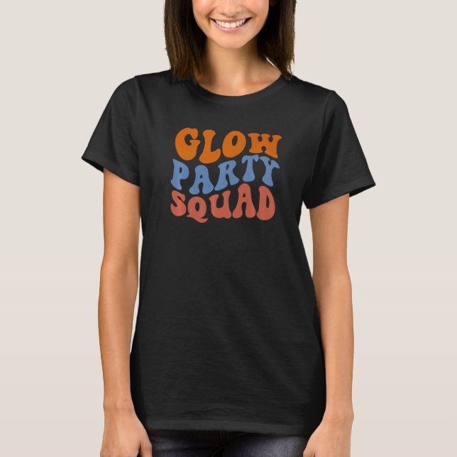 Camiseta Retro Groovy Glow Fiesta Squad Chica de cumpleaños (Anverso)