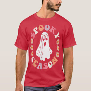 Camiseta Retro Groovy Halloween Spooky Season Floral Cute G