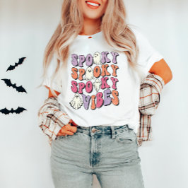 Camiseta Retro Groovy Halloween Spooky Vibes T-Shirt