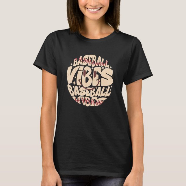 Camiseta Retro Groovy Happy Face Baseball Vibes Baseball Ba (Anverso)