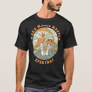 Camiseta Retro Groovy Haz que la magia ocurra bot hippie de