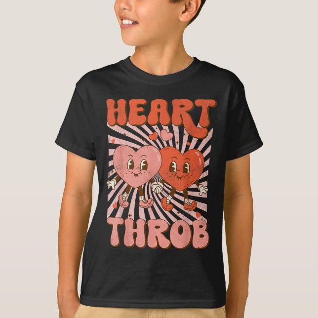 Camiseta Retro Groovy Heart Throb Valentines Day Toddlers B (Anverso)