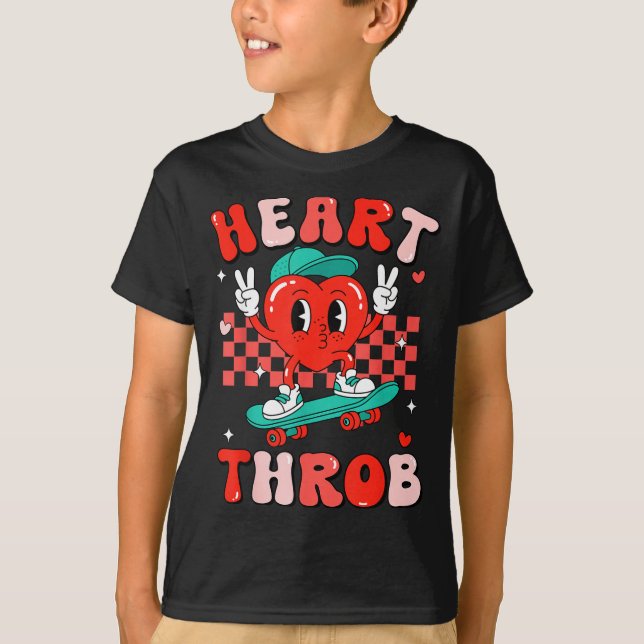Camiseta Retro Groovy Heart Throb Valentines Day Toddlers B (Anverso)