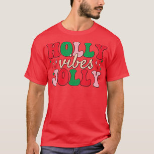 Camiseta Retro Groovy Holly Xmas Jolly Vibes Navidades para
