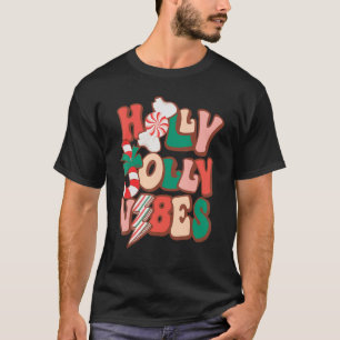 Camiseta Retro Groovy Holly Xmas Vibraciones Alegres De Nav