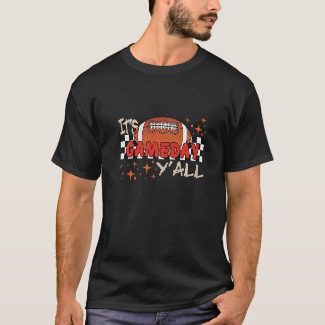 Camiseta Retro Groovy It's Game Day Y'all Family Mother Foo (Anverso)