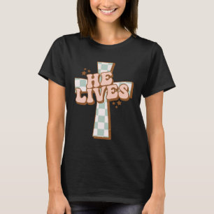 Camiseta Retro Groovy Jesus Cross Vive la fe cristiana