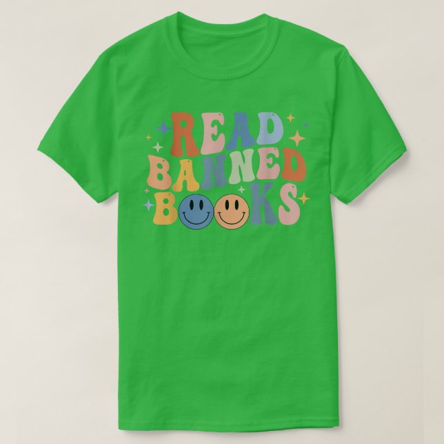 Camiseta Retro Groovy Leer libros prohibidos Gratis Lector  (Diseño del anverso)