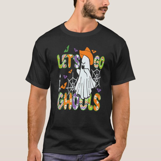 Camiseta Retro Groovy Let's Go Ghouls Ghost 70s Spooky Hall (Anverso)